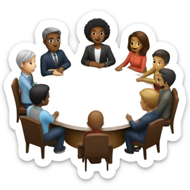 A round table with people sitting around it. They should be diverse in race and hair style sticker