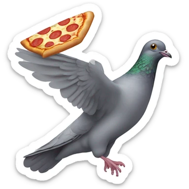 pigeon flying and carrying a pizza box sticker