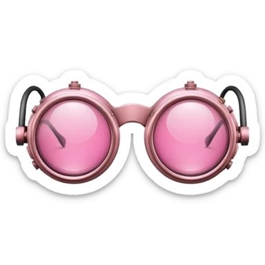 vintage pink welder's glasses, retro style with pink circular lenses, steampunk inspired sticker