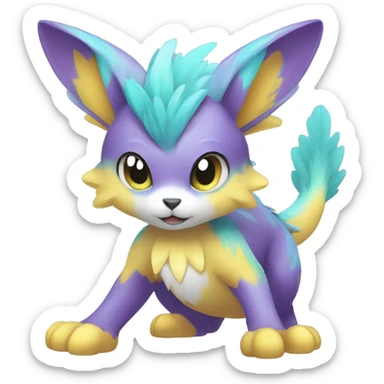 Cute cool shiny colorful fantasy animal hybrid Fakemon full body sticker