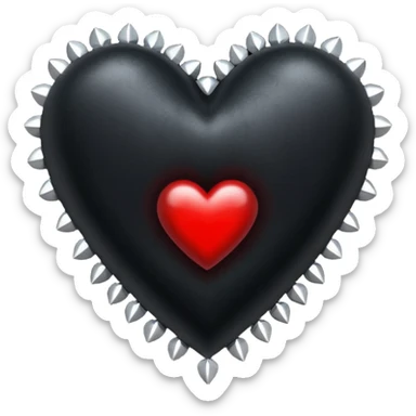 gothic heart with black velvet and silver studs sticker