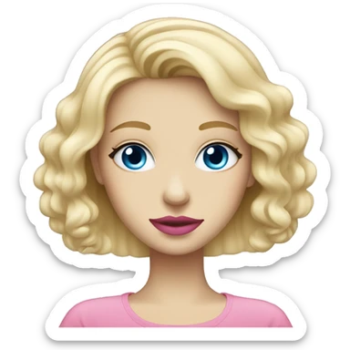 Pretty blonde haired blue eyed girl with pink lips sticker