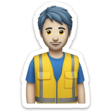 Ikea coworker blue t-shirt stripe and yellow vest sticker