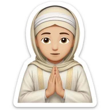 muslim prayer in sujood wearing white islamic garment sticker