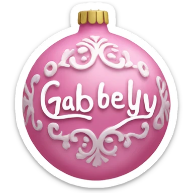 pink ornament with the name gabby on it in cursive sticker
