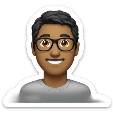 brown guy with short black hair hexagonal eyewear sticker