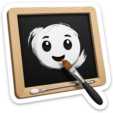 Visualize on-brand content — instantly. black white pallete preferred. brush painting on a canvas. app icon. sticker