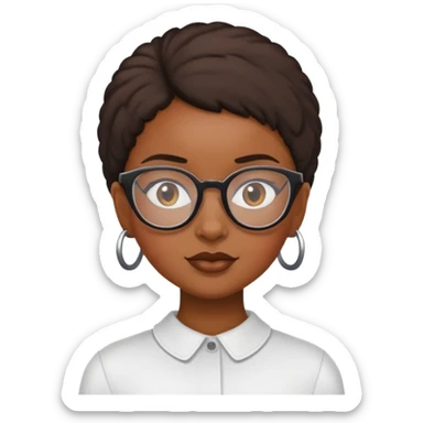 black girl with buzzed hair and glasses sticker