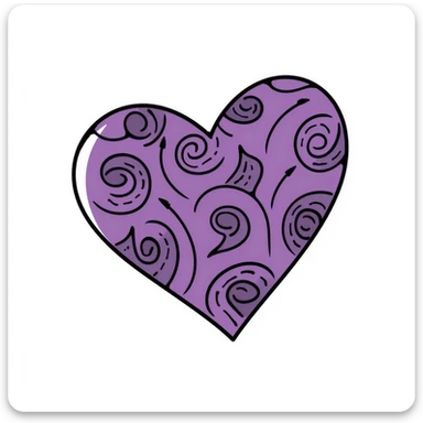 purple heart, hand-drawn doodle style sticker