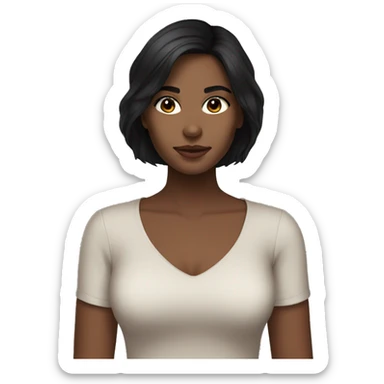 beautiful girl, brown eyes, shoulder length dark hair, small lips sticker