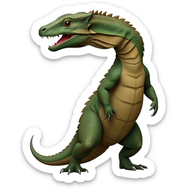 cinematic-komodo-dragon-realistic-full-body-standing-emoji,-massive-scaled-body-poised-with-quiet-power,-rough-textured-skin-dark-green-and-brown,-head-tilted-dramatically,-long-forked-tongue-flicking-out,-simplified-yet-realistic-focused-features,-highly-detailed,-glowing-with-an-almost-sarcastic-glow

 sticker