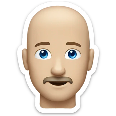 a bald white man with blue eyes and a short brown goatee sticker