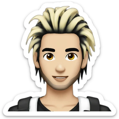Bill Kaulitz black hair down with blonde highlights emo sticker