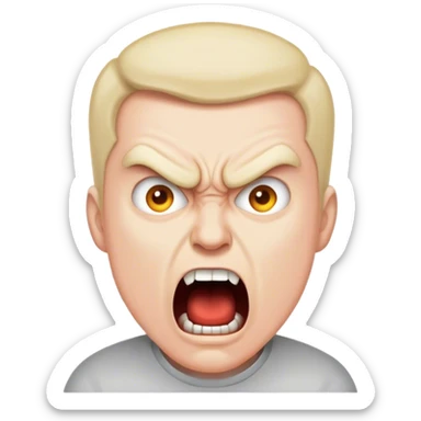 a man yelling, the word shut up (the word shut up is visible) sticker