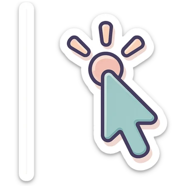 mouse cursor in icon-color-outlined style with shadows and highlights, thin clean contours, soft rounded shapes, pastel palette #98B5BC, #B5B3C1, #C9A3C9, #E4C0CA, #F7DCD1, #F7C0AA, modern Japanese pop art and sticker aesthetic, soft lighting, transparent background, cursor appearing to click on a button, multiple pose and angle variations sticker