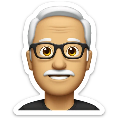 Hombre sin pelo con barba canosa y gafas pasta grandes i negras sticker