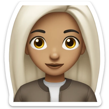 girl with Brown dark hair long straight , big dark eyes, long lashes and  sticker