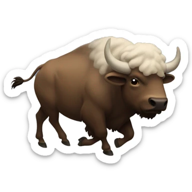 a buffalo running into a storm cloud sticker