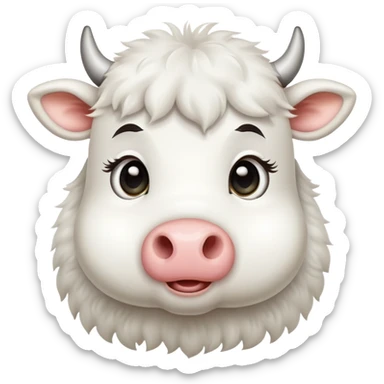White cow with adorable cute expression that makes you say awww sticker