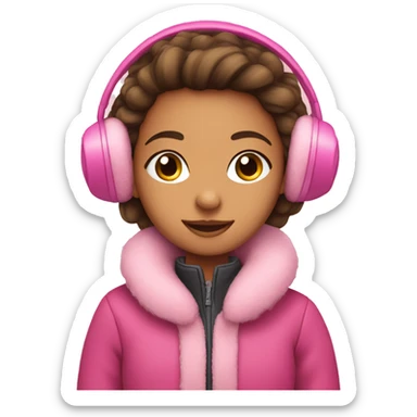 Girl with pink earmuffs and pink coat on  sticker
