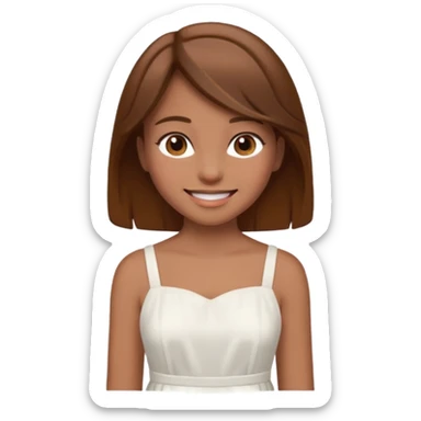 girl walking wearing a white dress, the hair color is brown sticker