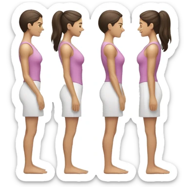 Woman Back muscles, exact same posture but Caucasian woman, brunette sticker