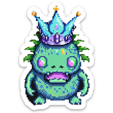 slime monster wearing a spiky crown sticker