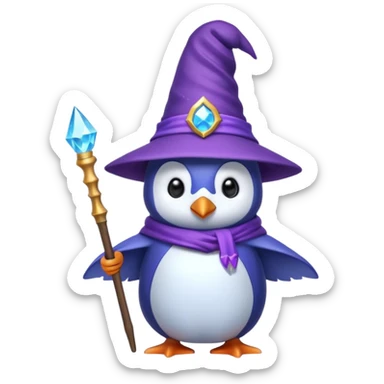 Purple wizard penguin sticker