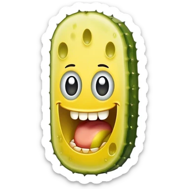 Pickle slice covered in teeth plaque   sticker