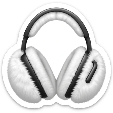 white fuzzy winter ear muffs, fluffy earmuffs, winter accessory sticker
