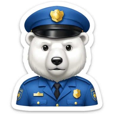 Make a humanoid polar bear dressed as a police sticker
