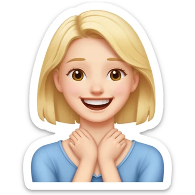 Girl holding neck with hands crossed laughing  sticker