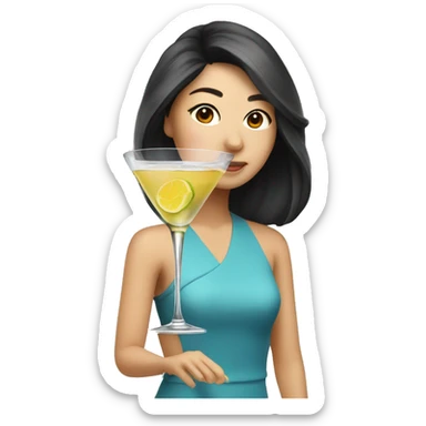 Pretty Asian cool drinking martini sticker