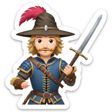 landsknecht swinging a large two handed sword sticker