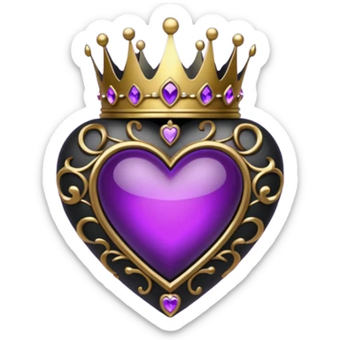 gothic heart with black crown and purple jewels sticker