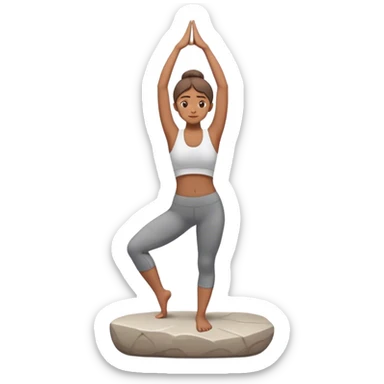 A person stands on a stone doing  standing yoga sticker
