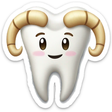 Tooth with ram horns  sticker