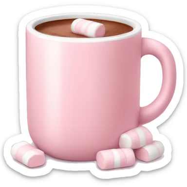 Light Pink mug of hot chocolate with marshmallows  sticker