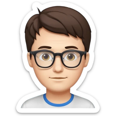 a geeky guy with glasses programming sticker