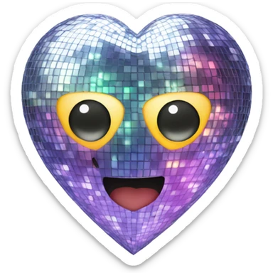 Disco ball heart sticker