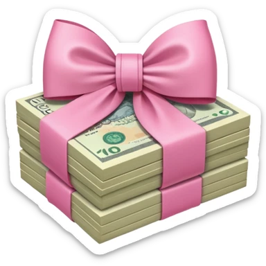 Australian $100 notes stacked together and wrapped in a girly pink bow sticker