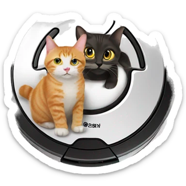 A roomba with a cat on n it sticker