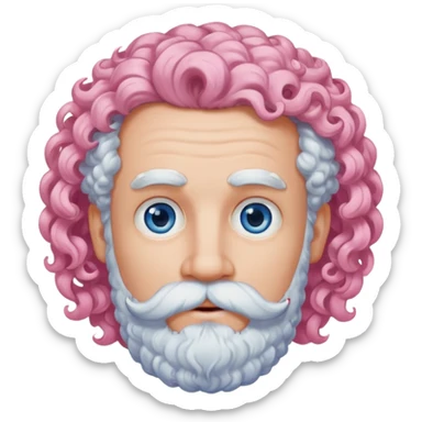 very white bearded and white mustached, pink curly haired  sticker