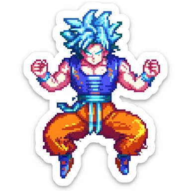 Goku in God mode, action pose with energy attack sticker