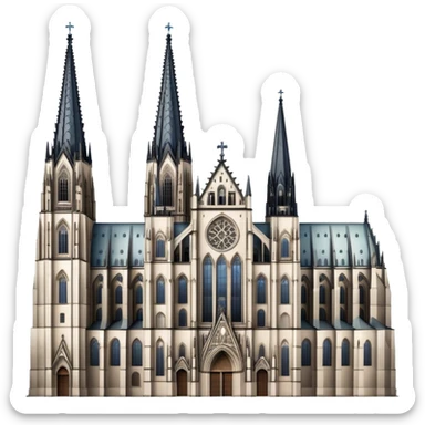 Cinematic Realistic Cologne Cathedral Landmark Emoji, showcasing Gothic architecture rendered with detailed stone textures and majestic, dynamic lighting. two tall  tall towers on either side sticker
