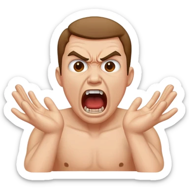show a guy choking himself using his hands while hes screaming and looks angry sticker