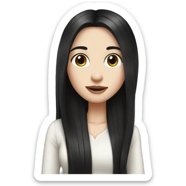 pale girl with long black hair luxury sticker