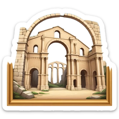 Cinematic Realistic Pula Arena Landmark Emoji, presenting the grand Roman amphitheater with towering stone arches. sticker