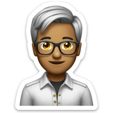 Indian dj with glasses short hair no moustache grey sticker