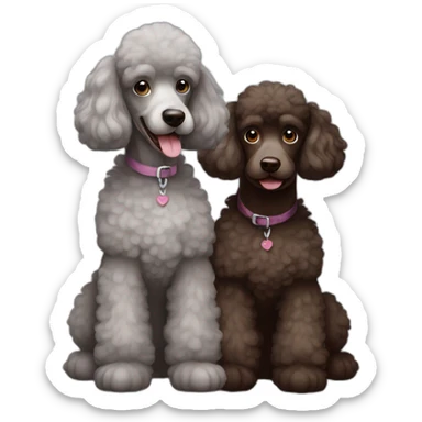Chocolate and grey two poodles sticker